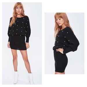 Faux Pearl Sweater Dress